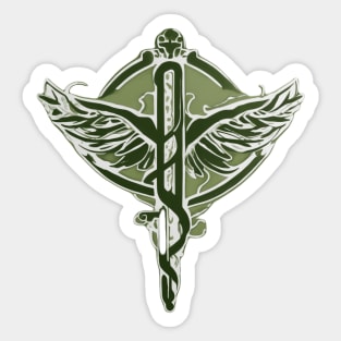 Caduceus Olive Green Shadow Silhouette Anime Style Collection No. 202 Sticker